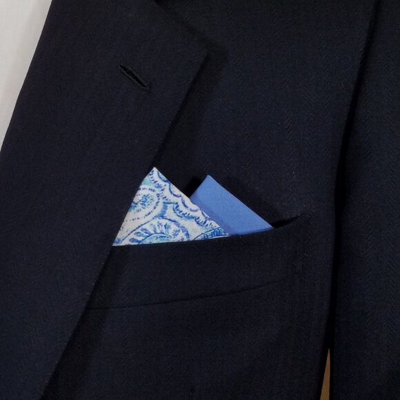 NEW - Contrasting Color 100% Cotton Pre-Folded Pocket Square Handkerchief Insert - Picture 1 of 8